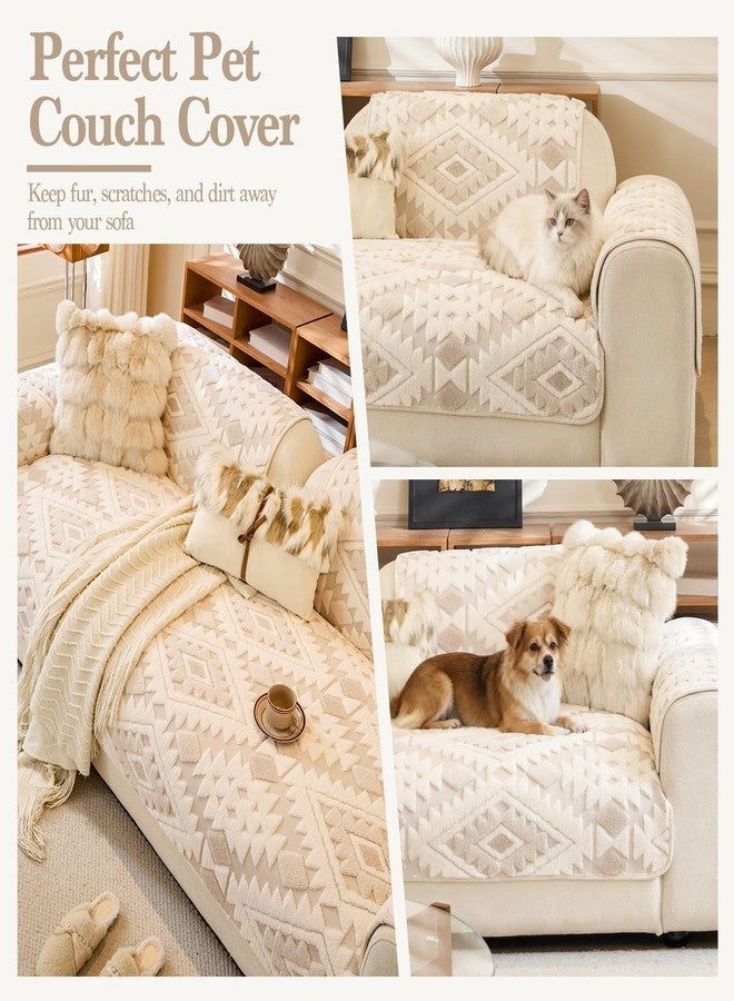 WEYOND Pet Couch Cover for Dogs, Soft Plush Sofa Cover Washable, Non-Slip Pet-Friendly Sofa Slipcover for Couches and Sofas (Beige, 35.5" x 63") - Image 4